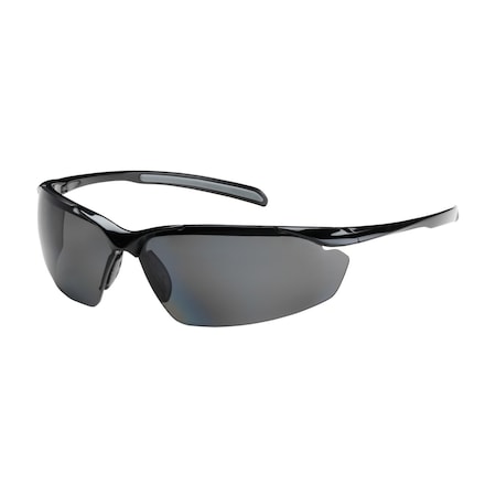 Bouton Optical Semi-Rimless Safety Glasses w/Gloss Black Frame, Polarized Gray Lens and Anti-Scratch Coating 250-33-0041