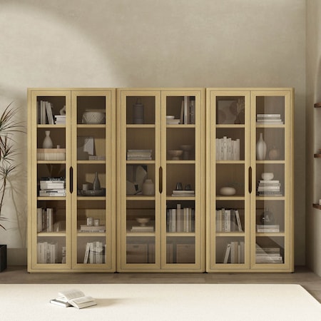 Manhattan Comfort Rivington 38in Bookcase Cabinet in Natural Oak - Set of 3 3-BC005-NA