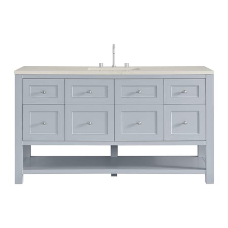 James Martin Vanities Breckenridge 60" Sgl Vanity, Serenity Blue, w/3 CM Siberian Silestone Top w/FreePower WirelessCharger 330-V60S-SRB-FSFR