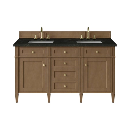 James Martin Vanities Brittany 60" Double Vanity, Pecan w/ 3 CM Phantome Eclos Top 655-V60D-PCN-3PHT