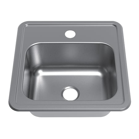 Kingston Brass 15-Inch Stainless Steel Self-Rimming Single Bowl Drop-In Bar Prep Sink, 1-Hole with Strainer KGKTS151511