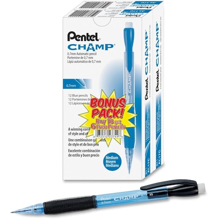 Pentel Champ Mechanical Pencil, 0.7 mm, HB #2.5, Black Lead, Blue Barrel, 24/Pack AL17CSW-US