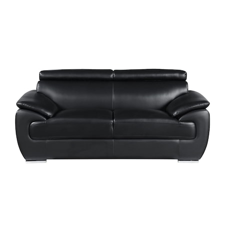 Homeroots 69in Black and Silver Leather Loveseat 720506