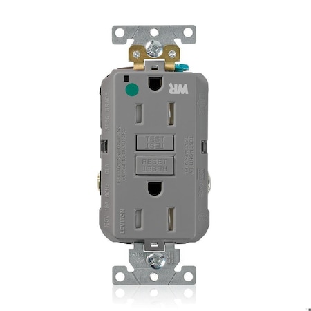 Leviton SmartlockPro GFCI 15A WR/TR/HG/PI Gray GFWT1-HGG