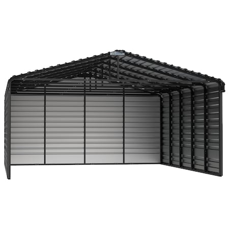 Arrow Storage Products 20 x 24 x 9 ft Charcoal Steel Carport with 3 Wall Kits CPHC202409ECL3