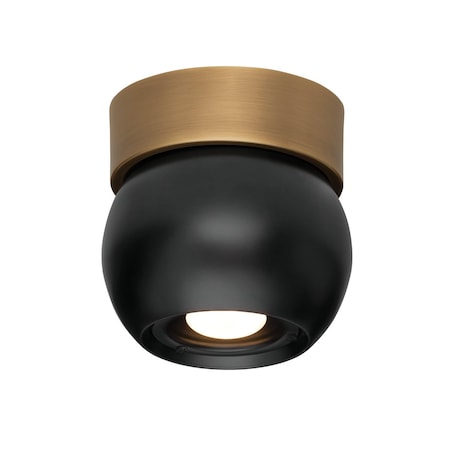 Troy Lighting Odin 1 Light Flush Mount 5.5 In. Patina Brass/Soft Black C1406-PBR/SBK