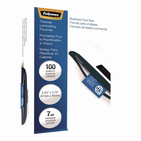 Fellowes Laminating Pouches, 7 mil, 3.75in x 2.25in, Clear Gloss, 100PK 52059