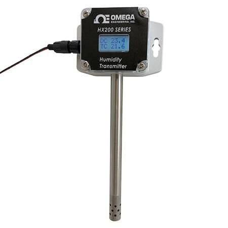 Omega Relative Humidity Transmitter, 0 % to 100 %, -25 degC to 200 degC, 12 Vdc to 28 Vdc, 4 mA to 20 mA HX200HR-W-RS