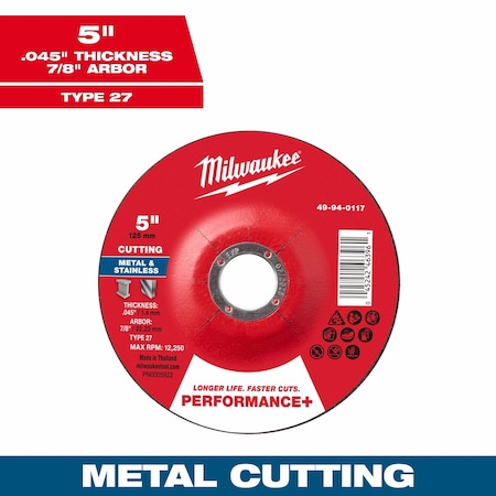 Milwaukee Tool Cut-Off Wheel, 7/8" Sz, 5" dia. 49-94-0117