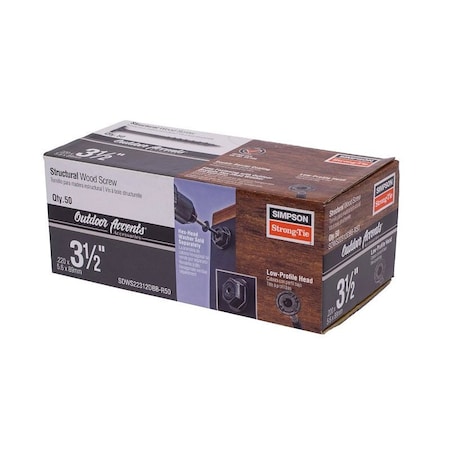 Simpson Strong-Tie Wood Screw, #10, 3-1/2 in, Quik Guard Coated Torx Drive SDWS22312DBBR50