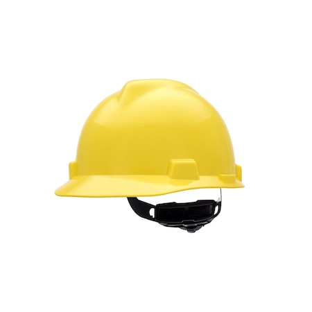 Msa Safety V-Gard Slotted Cap, HDPE, Fas-Trac III Suspension, Type I, Class E, Yellow (standard size) 475360
