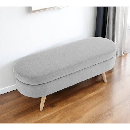 Homeroots 44" Gray and Brown Linen Upholstered Storage Bench with Flip Top 555445