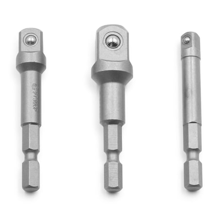 Genius Tools 3PC 1/4in Hex Drive X 1/4in, 3/8in, 1/2in Dr. Spinner Handle Set BE-2343P