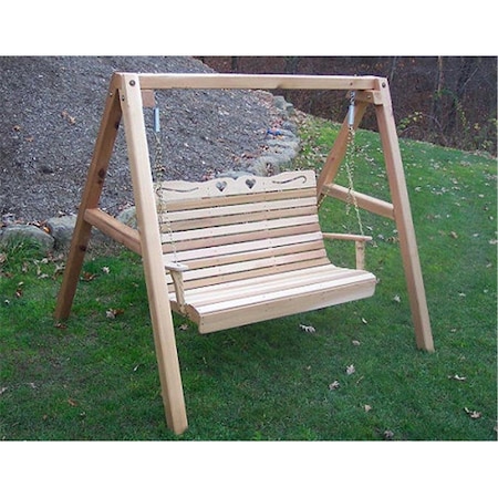 Back2Basics Cedar Royal Country Hearts Porch Swing with Stand - Cedar - 4 ft. BA2827945