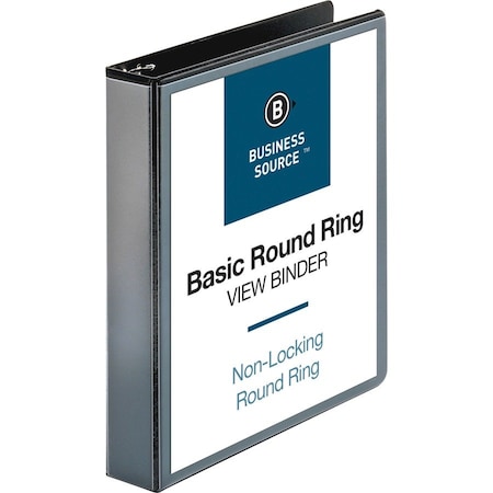 Business Source Ring Binder, Black, Clear Sleeve BSN09954