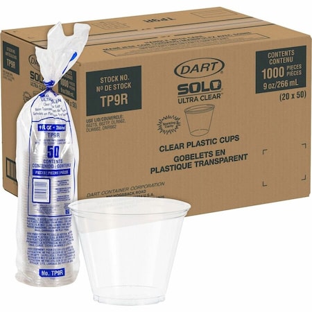 Dart Plastic Party Cold Cups, 9 oz TP9R