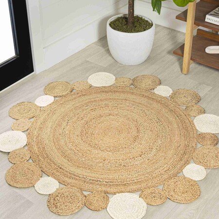 Jonathan Y Ayana Two-Tone Jute Hippy Circle Natural/Cream 6 ft Round Area Rug RNF107A-6R
