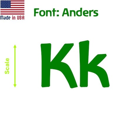 Aacc Self-Adhesive Vinyl Letter: k, Scale: 14 in. Color: Green Font: Anders by, 4PK AACC-Anders-lk-Green-I14x4
