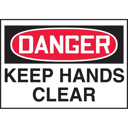 Accuform Sign, Danger, Keep Hands Clr, 3-1/2x5", PK5 LEQM279VSP