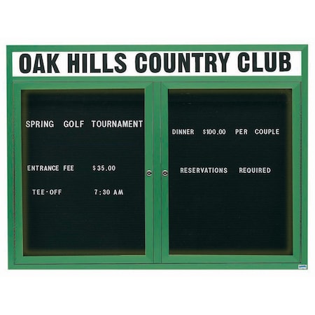 Aarco Illuminated Outdoor Enclosed Directory w/ Al Frame Header, Powder Coated Green, 48''Hx60''W OADC4860HIG