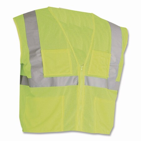 Pip ANSI Class 2 Four Pocket Zipper Safety Vest, Polyester Mesh, 2X-Large, Hi-Viz Lime Yellow 302-MVGZ4PLY-2X