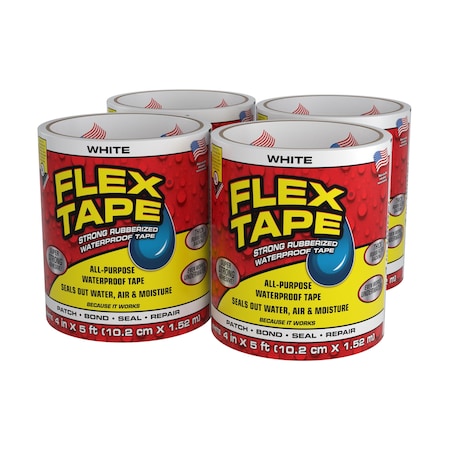 Flex Seal Flex Tape White 4in x 5ft, 4PK TFSWHTR0405