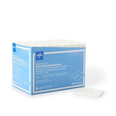 Medline I.V. Sponge, 2 x 2 Inch, 6-Ply, Sterile, 2PK NON256001