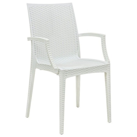 Leisuremod Weave Mace Indoor/Outdoor Arm Chair, White MCA19W