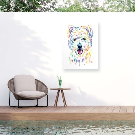 Trademark Fine Art Outdoor Canvas Art Lisa Whitehouse 'Westie' Wall Art for Patios, or Gardens GRL01966-OC2432WR