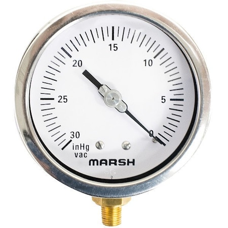 Marsh Pressure Gauge, 1/2 in NPT, Bottom Location H20572P