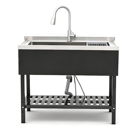 Wrightmaster 24 in. D x 40 in. W Freestanding Laundry/Utility Sink in Stainless Steel with Faucet ZOR-W3167P356271