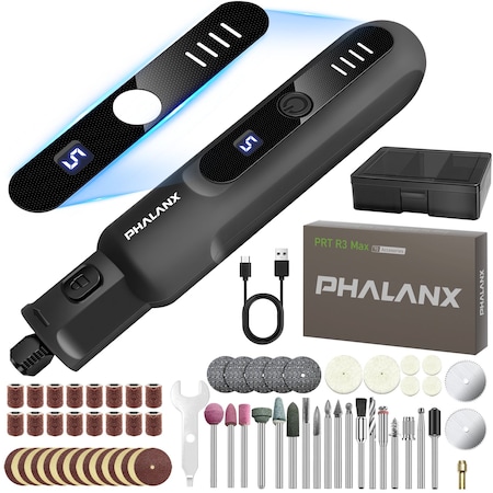 Edendirect 3.7V Cordless Rotary Tool Kit - 70 Pieces, LED Light, Adjustable Speed With Black ED-R3 Max Black