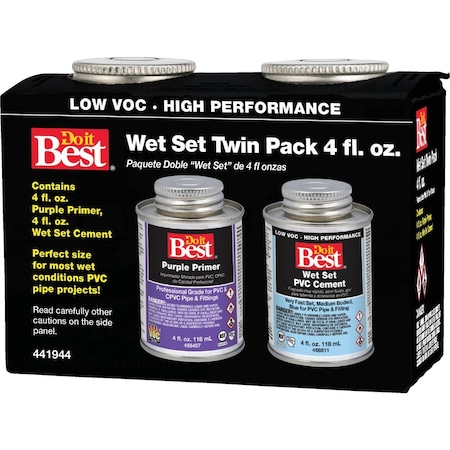 Do It Best Wet Set Purple Primer and PVC Cement Kit, 2 4 Oz. Cans 19552