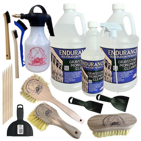 Endurance Restoration Products Gravestone & Monument Cleaning Pro Set. This Set Includes: Two Gallons of Cleaner, One Quart of Cle GMCPS