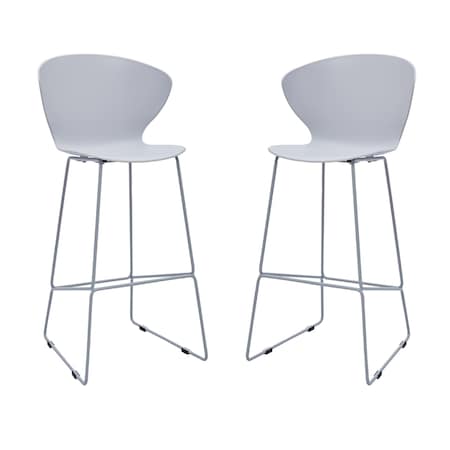 Homeroots Set of Two 30" Gray Heavy Duty Plastic and Metal Low Back Bar Height Bar Chairs, 2PK 555095