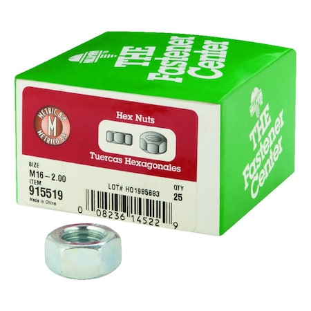 Hillman M16-2.00 mm Zinc-Plated Steel Metric Hex Nut 915519