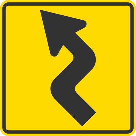 Lyle Right Reverse Turn (with Sharp Turn Symbol), 36x36, Engineer Grade, Yellow G-16144-EG_36x36