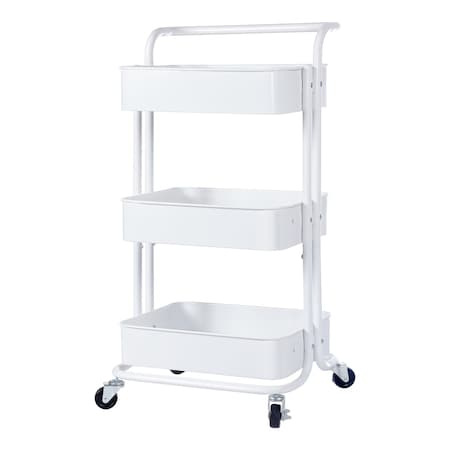Edendirect Bar Carts, Steel, 99 lbs Load Capacity, 3 Shelves, 14.4 in L, 17.7 in W, 6.1 in H ED-FNCART171333W