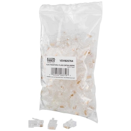 Klein Tools Pass-Thru Modular Data Plugs, RJ45-CAT6A, UTP 200-Pack VDV826-764
