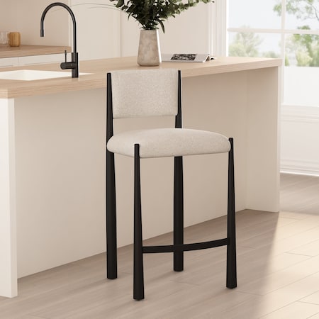 Manhattan Comfort Lennor Metal Boucle Counter Stool in Cream CS1529-2