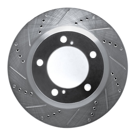 Dynamic Friction Co DFC Brake Rotor - Drilled and Slotted - Silver 631-76140L