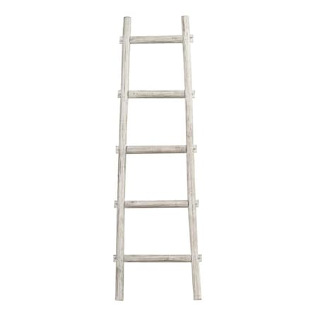 Benjara 2 x 59 x 18 in. Transitional Style Wooden Decor Ladder with 5 Steps, White BM210391