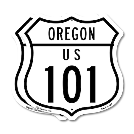 Signmission Oregon Route Marker Shield Sign Us 101, 6 inch X 6 inch, Plastic Sign, 2PK SHI-P-2PACK-6-427