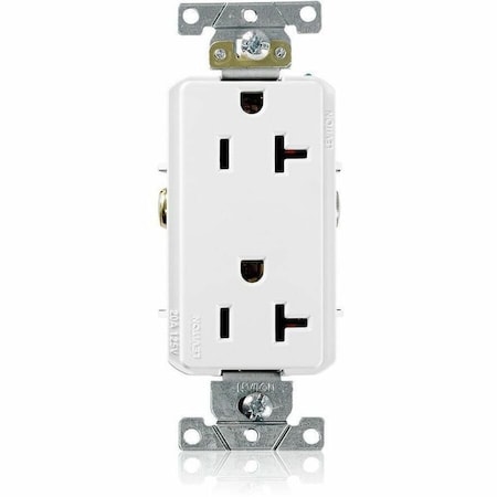 Leviton Straight Blade Receptacle, 5-20R, 20 A, 125V AC, 2 Pole, 3 Wire, Flush Mount, Single, White 16342-W