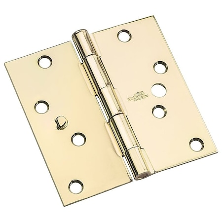 National Hardware 512 Series Door Hinge, 4 in H Frame Leaf, Steel, Bright Brass, Flush, Removable Pin, 55 lb N830-401