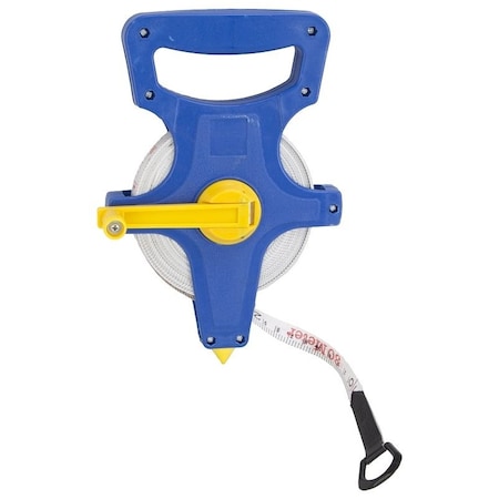 Vulcan Tape Measure, 100 ft L Blade, Fiberglass Blade, ABS Plastic Case, Blue Case JL-TAPEOF100