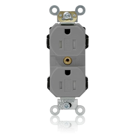 Leviton Straight Blade Receptacle, 5-15R, 15 A, 125V AC, Self-Grounded MT562-SGY