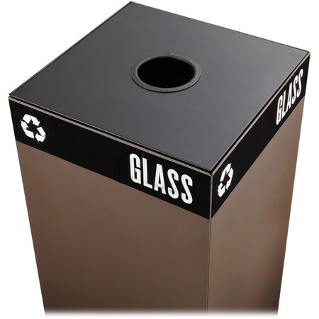 Safco Public Square 25 gal Recycling Lid, Flat Black, Steel, 1 Openings 15 in W/Dia 2988BL