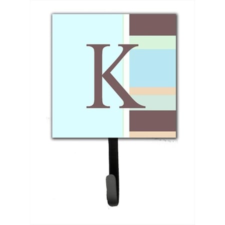 Carolines Treasures Letter K Initial Monogram - Blue Stripes Leash Holder Or Key Hook CJ1003-KSH4