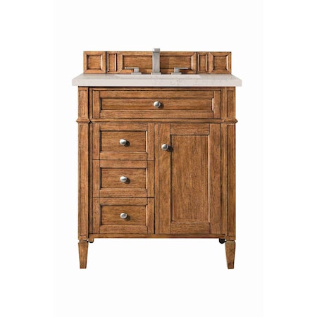 James Martin Vanities Brittany 30" Single Vanity, Saddle Brown, w/ 3 CM Siberian Silestone Top 650-V30-SBR-3SFR